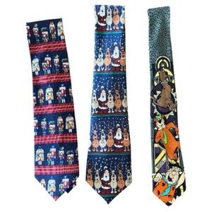 VINTAGE Lot of 3 Graphic Ties | Men’s Medium | Christmas and Cartoon
